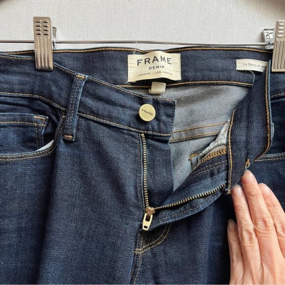 Frame Le Skinny de Jeanne Women's Dark Blue Denim Jeans 30” - Picture 7 of 13